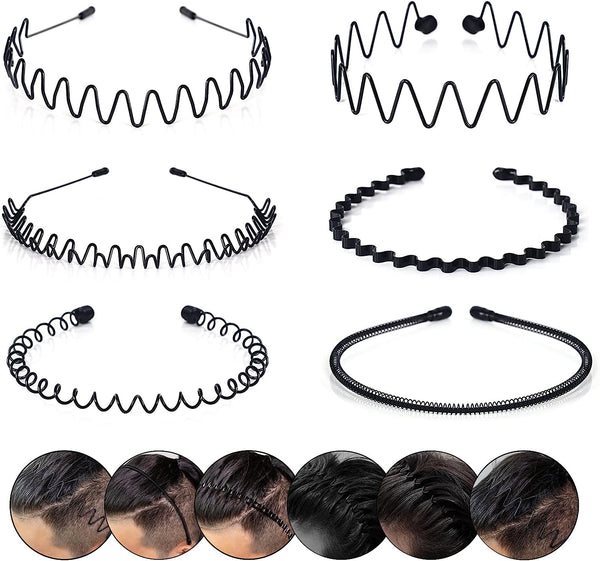 Metal Men's Headband Set — Wavy, Spiral, Zigzag Styles