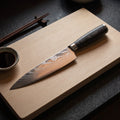 Chef's Knife 20 cm - 67-Layer Damascus Steel Blade with Ergonomic Dark Resin-Wood Handle - Best Kitchen Knife for Precision Cutting