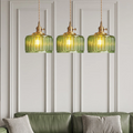 Elegant Hanging Lamp | Glass Pendant Light with Brass Fixture | Adjustable Height for Cozy Kitchen Ambiance 8