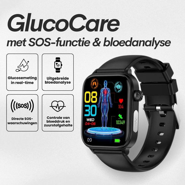 GlucoCare SOS Smartwatch — Glucose Monitoring & Fall Detection