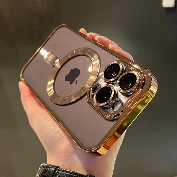 Gold Metallic MagSafe iPhone Case — Slim Glossy Shell