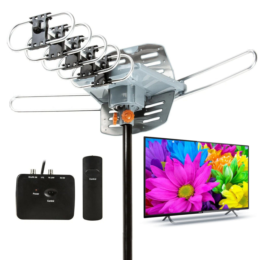 Long Range Digital HD TV Antenna With Full 360 Directional Motor And Mounting Pole 0