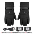 Rechargeable Heated Gloves with Touchscreen Fingertips and Waterproof Shell for Skiing and Motorcycling – Black