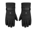 Rechargeable Heated Gloves with Touchscreen Fingertips and Waterproof Shell for Skiing and Motorcycling – Black