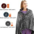 Wearable Heated Blanket Shawl with USB Power, Plush Fleece Cape with Zipper and Adjustable Heat Settings