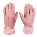 Women's Heated Gloves with USB Rechargeable Battery, Faux Fur Cuffs, Fleece Lining, Touchscreen Compatible